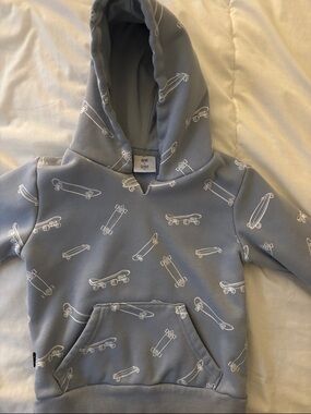 Kids' Light Blue Skateboard Graphic Hoodie by